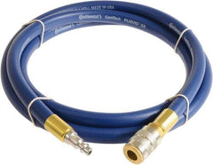 Continental ContiTech - 3/4" ID x 1.11" OD 3' Long Multipurpose Air Hose - Industrial Interchange Safety Coupler x Male Plug Ends, 250 Working psi, -10 to 158°F, 3/4" Fitting, Blue - Exact Tool & Supply