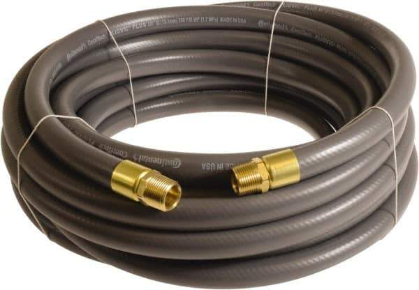 Continental ContiTech - 3/4" ID x 1.11" OD 15' Long Multipurpose Air Hose - MNPT x MNPT Ends, 250 Working psi, -10 to 158°F, 3/4" Fitting, Gray - Exact Tool & Supply