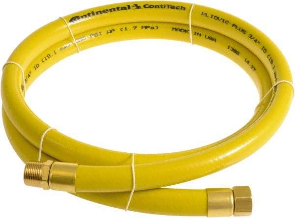 Continental ContiTech - 3/4" ID x 1.11" OD 10' Long Multipurpose Air Hose - MNPT x FNPT Ends, 250 Working psi, -10 to 158°F, 3/4" Fitting, Yellow - Exact Tool & Supply