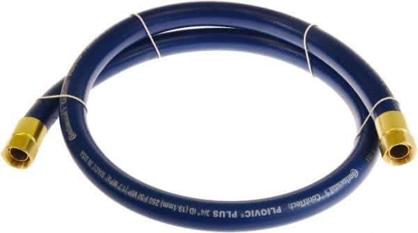 Continental ContiTech - 3/4" ID x 1.11" OD 5' Long Multipurpose Air Hose - FNPT x FNPT Ends, 250 Working psi, -10 to 158°F, 3/4" Fitting, Blue - Exact Tool & Supply