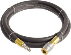 Continental ContiTech - 3/8" ID x 0.6" OD 3' Long Multipurpose Air Hose - Industrial Interchange Safety Coupler x Male Plug Ends, 300 Working psi, -10 to 158°F, 1/4" Fitting, Gray - Exact Tool & Supply