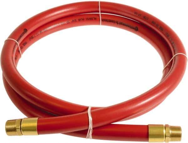Continental ContiTech - 3/4" ID x 1.11" OD 3' Long Multipurpose Air Hose - MNPT x MNPT Ends, 250 Working psi, -10 to 158°F, 3/4" Fitting, Red - Exact Tool & Supply