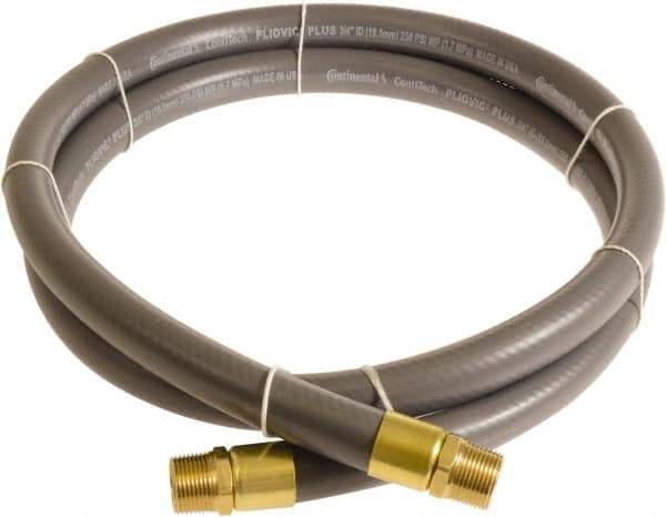 Continental ContiTech - 1" ID x 1.38" OD 10' Long Multipurpose Air Hose - MNPT x MNPT Ends, 250 Working psi, -10 to 158°F, 1" Fitting, Gray - Exact Tool & Supply
