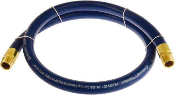 Continental ContiTech - 3/4" ID x 1.11" OD 10' Long Multipurpose Air Hose - MNPT x MNPT Ends, 250 Working psi, -10 to 158°F, 3/4" Fitting, Blue - Exact Tool & Supply