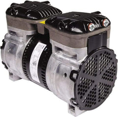 Gast - 1/2 hp, 4.8 CFM, 125 Max psi Piston Vacuum & Compressor Pump - 29.5 Hg/In, 115 to 240/60 & 110 to 240/50 Volt, 9.53" Long x 5" Wide x 7.08" High - Exact Tool & Supply