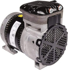 Gast - 1/4 hp, 4.8 CFM, 125 Max psi Piston Vacuum & Compressor Pump - 29.5 Hg/In, 100 to 240/50 to 60 Volt, 7.71" Long x 5" Wide x 7.08" High - Exact Tool & Supply