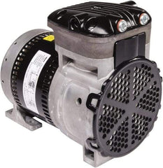 Gast - 1/4 hp, 3.8 CFM, 125 Max psi Piston Vacuum & Compressor Pump - 27.5 Hg/In, 100 to 240/50 to 60 Volt, 7.71" Long x 5" Wide x 7.08" High - Exact Tool & Supply