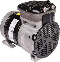 Gast - 1/4 hp, 3.8 CFM, 125 Max psi Piston Vacuum & Compressor Pump - 27.5 Hg/In, 100 to 240/50 to 60 Volt, 7.71" Long x 5" Wide x 7.08" High - Exact Tool & Supply