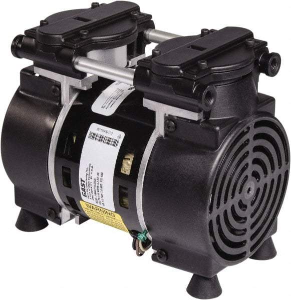 Gast - 3/4 hp, 4.5 CFM, 100 Max psi Piston Vacuum & Compressor Pump - 27 Hg/In, 115/230-1 Volt, 11" Long x 5" Wide x 8.29" High - Exact Tool & Supply