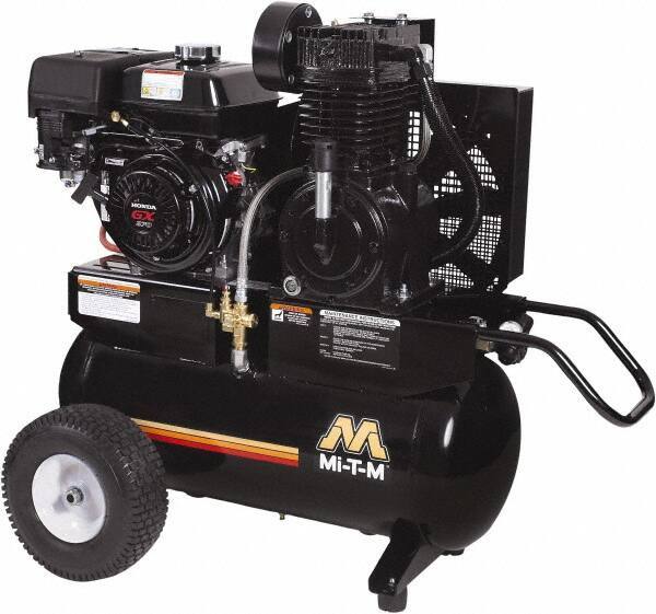 MI-T-M - 9.0 hp, 17.2 CFM, 175 Max psi, Two Stage Portable Fuel Air Compressor - Honda GX270 OHV Engine - Exact Tool & Supply