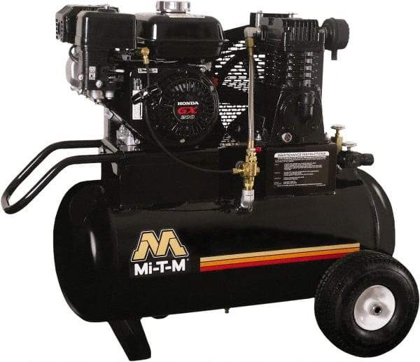 MI-T-M - 6.5 hp, 13.9 CFM, 90 Max psi, Single Stage Portable Fuel Air Compressor - Honda GX200 OHV Engine - Exact Tool & Supply