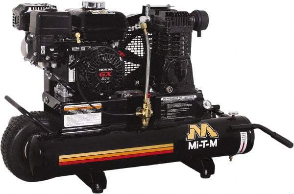 MI-T-M - 6.5 hp, 13.9 CFM, 90 Max psi, Single Stage Portable Fuel Air Compressor - Honda GX200 OHV Engine - Exact Tool & Supply