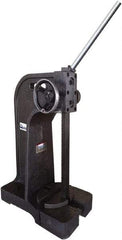 Gibraltar - 1-1/4" Ram, 6-1/4" Throat Depth, 3 Ton Manual Arbor Press - 17-1/2" Max Work Height x 20-1/2" Max Work Width, Ratchet Leverage, 20:1 Leverage Ratio, 22-1/4" Base Width x 10" Base Depth - Exact Tool & Supply