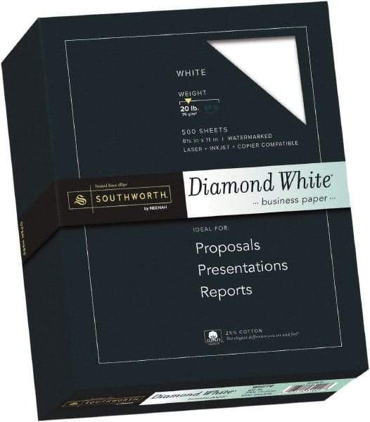 Southworth - 8-1/2" x 11" White Copy Paper - Use with Inkjet Printers, Laser Printers, Copiers - Exact Tool & Supply