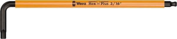 Wera - 3/16" Hex, Long Arm, Hex Key - 6-1/16" OAL, Cast Steel, Inch System of Measurement - Exact Tool & Supply