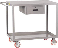 Little Giant - 1,200 Lb Capacity, 24" Wide x 54" Long x 35" High Shelf Cart - 2 Shelf, Steel, 2 Rigid/2 Swivel Casters - Exact Tool & Supply