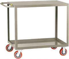 Little Giant - 2,000 Lb Capacity, 30" Wide x 54" Long x 36" High Shelf Cart - 2 Shelf, Steel, 2 Rigid/2 Swivel Casters - Exact Tool & Supply