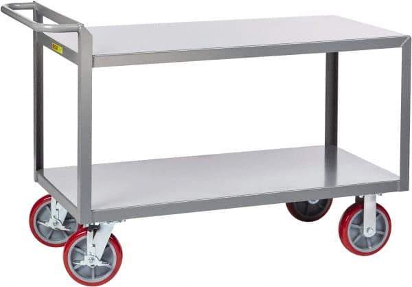 Little Giant - 3,600 Lb Capacity, 24" Wide x 54" Long x 36" High Shelf Cart - 2 Shelf, Steel, 2 Rigid/2 Swivel Casters - Exact Tool & Supply