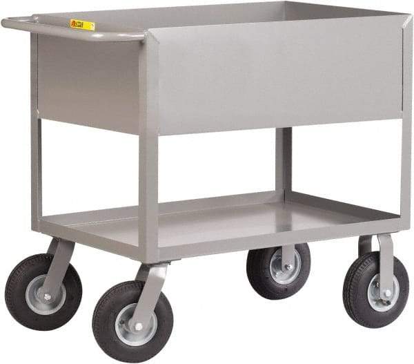 Little Giant - 1,200 Lb Capacity, 24" Wide x 42" Long x 36-1/2" High Deep Shelf Cart - 2 Shelf, Steel, 2 Rigid/2 Swivel Casters - Exact Tool & Supply