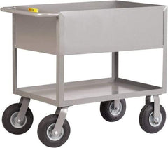 Little Giant - 1,200 Lb Capacity, 24" Wide x 42" Long x 36-1/2" High Deep Shelf Cart - 2 Shelf, Steel, 2 Rigid/2 Swivel Casters - Exact Tool & Supply