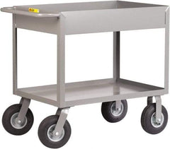 Little Giant - 1,200 Lb Capacity, 24" Wide x 42" Long x 36-1/2" High Deep Shelf Cart - 2 Shelf, Steel, 2 Rigid/2 Swivel Casters - Exact Tool & Supply