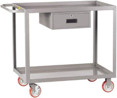 Little Giant - 1,200 Lb Capacity, 24" Wide x 42" Long x 35" High Shelf Cart - 2 Shelf, Steel, 2 Rigid/2 Swivel Casters - Exact Tool & Supply