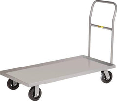 Little Giant - 1,600 Lb Capacity Steel Platform Truck - Steel Deck, 24" OAW, 36" Platform Length x 8-1/2" Platform Height, Mold-On Rubber Casters - Exact Tool & Supply