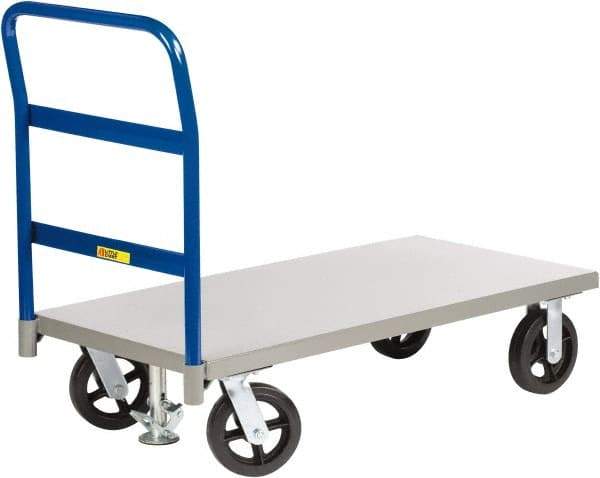 Little Giant - 2,400 Lb Capacity Steel Platform Truck - Steel Deck, 30" OAW, 72" Platform Length x 11" Platform Height, Mold-On Rubber Casters - Exact Tool & Supply