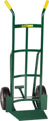 Little Giant - 600 Lb Capacity 49" OAH Hand Truck - 13-1/2 x 16" Base Plate, Dual Handle, Steel, Flat-Free Microcellular Foam Wheels - Exact Tool & Supply