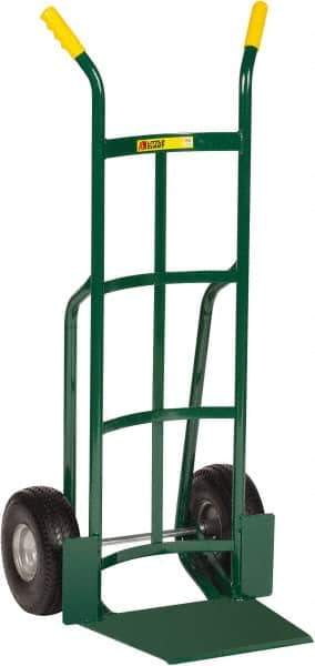 Little Giant - 600 Lb Capacity 49" OAH Hand Truck - 13-1/2 x 16" Base Plate, Dual Handle, Steel, Flat-Free Microcellular Foam Wheels - Exact Tool & Supply