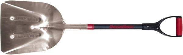 Razor-Back - 18-1/2" High x 15" Wide Square Aluminum Scoop - 29" Long Fiberglass D-Grip Handle, No Step - Exact Tool & Supply