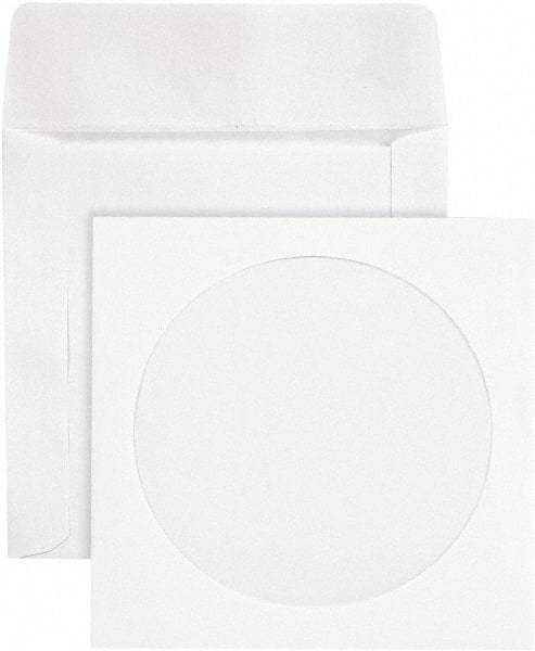 Quality Park - 1 Compartment, 5" Wide x 5" High x 1/4" Deep, CD/DVD Sleeves - Paper, White - Exact Tool & Supply