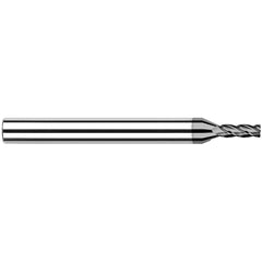 Corner Radius End Mill: 1/8″ Dia, 3/8″ LOC, 0.01″ Radius, 4 Flutes, Solid Carbide 1-1/2″ OAL, 1/8″ Shank Dia, 30 ° Helix, CVD Coated, Corner Radius End
