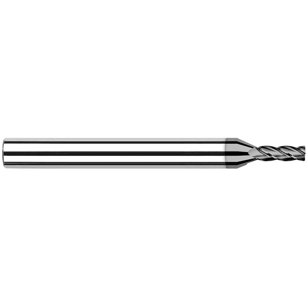 Corner Radius End Mill: 0.02″ Dia, 0.06″ LOC, 0.005″ Radius, 4 Flutes, Solid Carbide 1-1/2″ OAL, 1/8″ Shank Dia, 30 ° Helix, CVD Diamond Coated, Corner Radius End, Centercutting