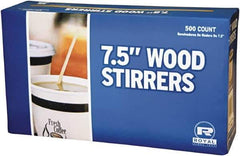 Royal Paper - Wood Coffee Stirrers, 7 1/2" Long, Woodgrain, 500 Stirrers/Box, 10 Boxes/Carton - Exact Tool & Supply