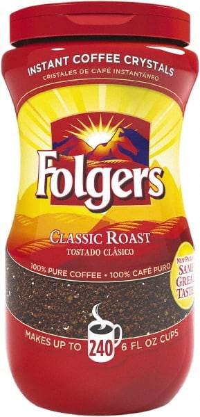 Folgers - Instant Coffee Crystals, Classic Roast, 16 oz Jar - Exact Tool & Supply