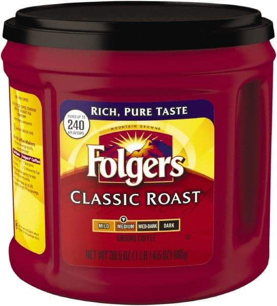 Folgers - Coffee, Classic Roast, Ground, 30.5 oz Canister - Exact Tool & Supply