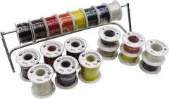 Made in USA - 22 AWG, 7 Strand, 25' OAL, Tinned Copper Hook Up Wire - Black, White, Red, Green, Blue, Yellow, Orange & Brown PVC Jacket - Exact Tool & Supply