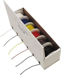 Made in USA - 26 AWG, 7 Strand, 25' OAL, Tinned Copper Hook Up Wire - Black, White, Red, Green, Blue & Yellow PVC Jacket - Exact Tool & Supply