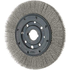 Osborn - 8" OD, 1-1/4" Arbor Hole, Crimped Stainless Steel Wheel Brush - 3/4" Face Width, 1-1/2" Trim Length, 0.01" Filament Diam, 4,500 RPM - Exact Tool & Supply