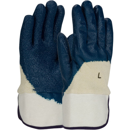 ‎56-3145/L Coated Supported Gloves - ArmorGrip - Terry Cloth Palm - HW Rough Blue Nitrile Grip - SC - Exact Tool & Supply