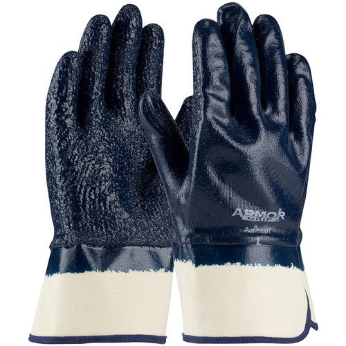 ‎56-3147/L Coated Supported Gloves - ArmorGrip - Terry Cloth Palm - HW Rough Full Coat Blue NitrileGrip - SC - Exact Tool & Supply
