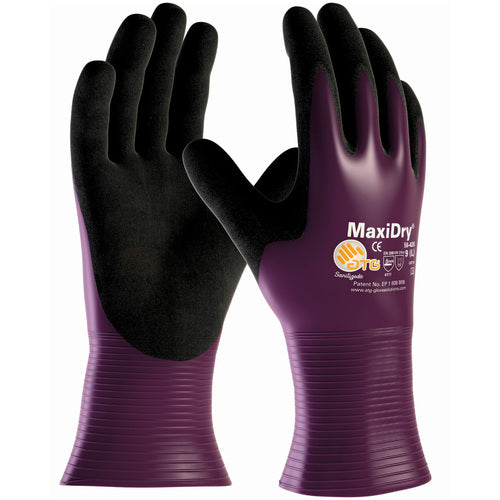 ‎56-426/S Seamless Knits General Duty - MaxiDry by ATG - Drivers Style - Prpl./Black Nitrile Non-Slip - Exact Tool & Supply