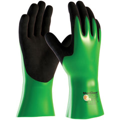 ‎56-630/M Coated Supported Gloves - MaxiChem - Nylon/Lycra Liner - Green/ Black Nitrile Blnd - Full Coat - 12 In. - Exact Tool & Supply
