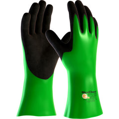 ‎56-635/S Coated Supported Gloves - MaxiChem - Nylon/Lycra Liner - Green/ Black Nitrile Blnd - Full Coat - 14 In. - Exact Tool & Supply
