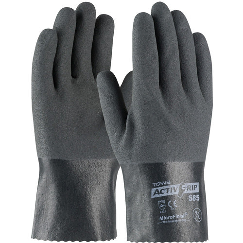 ‎56-AG585/M Coated Supported Gloves - ActivGrip Supported - 15G Cotton - Gray Nitrile w/ MicroFinish - 10″L - Exact Tool & Supply