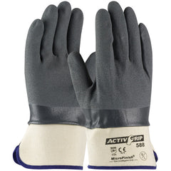 ‎56-AG588/S Coated Supported Gloves - ActivGrip Supported - 15G Cotton - Gray Nitrile MicroFinish - Safe Cuff - Exact Tool & Supply