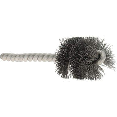 Osborn - 1" Diam Helical Steel Tube Brush - Single Spiral, 0.008" Filament Diam, 1" Brush Length, 3-1/2" OAL, 1/4" Diam Stainless Steel Shank - Exact Tool & Supply