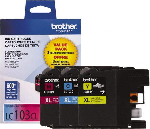 Brother - Cyan, Magenta & Yellow Ink Cartridge - Use with Brother DCP-J152W, MFC-J245, J285DW, J4310DW, J4410DW, J450DW, J4510DW, J4610DW, J470DW, J4710DW, J475DW, J650DW, J6520DW, J6720DW, J6920DW, J870DW, J875DW - Exact Tool & Supply