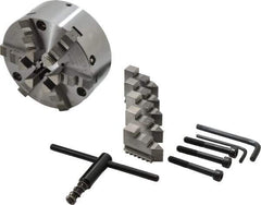 Buck Chuck Company - 6 Jaws, 6" Diam, Self Centering Manual Lathe Chuck - Front Mount, Adjustable, 3,450 Max RPM, 1.78" Through Hole Diam, Forged Steel - Exact Tool & Supply